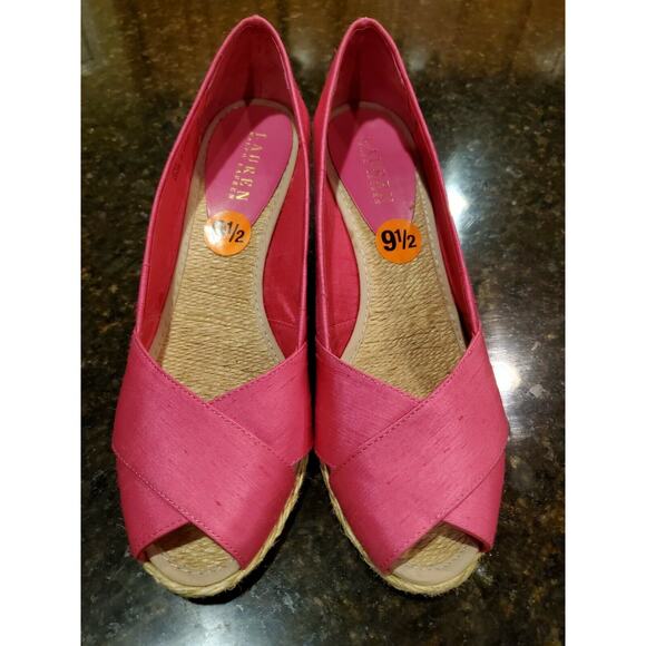 Lauren Ralph Lauren Shoes - LAUREN RALPH LAUREN POLO PEEP TOE WEDGES SIZE 9.5